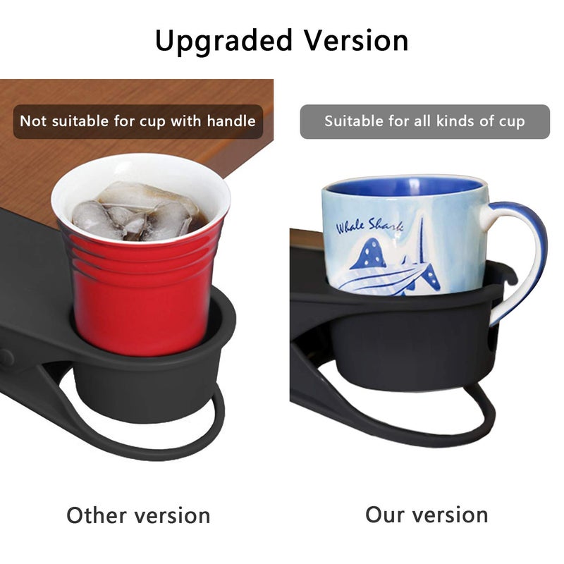 Dirza Upgraded Clip On Cup Holder for Office Chair Table Desk Side to Hold Coffee Mug Water Soda Tea Drinking Bottle Black - Image 3
